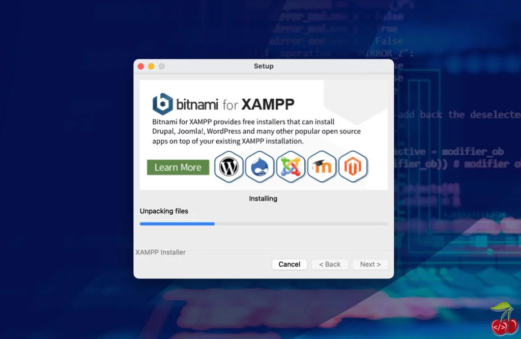 نصب XAMPP در مک - درحال نصب