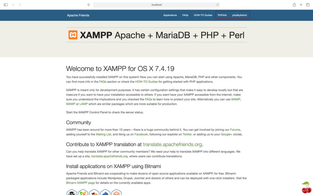 نصب XAMPP در مک - تست آپاچی