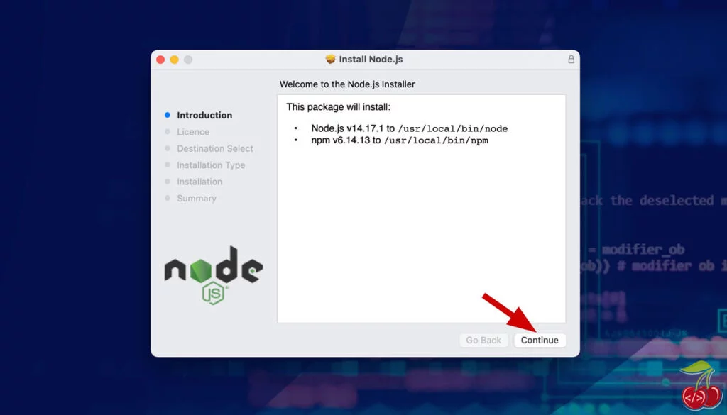 nodejs در مک - شروع نصب