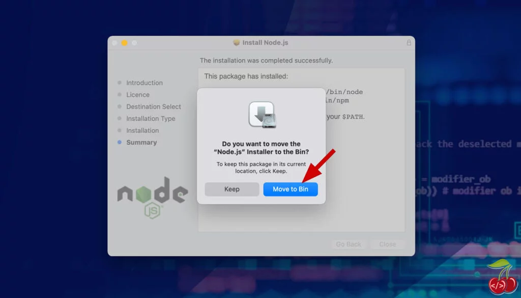 nodejs در مک - اتمام نصب