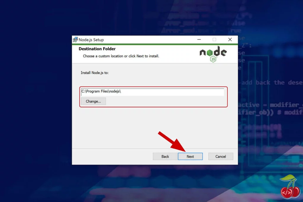 nodejs در ویندوز - محل نصب