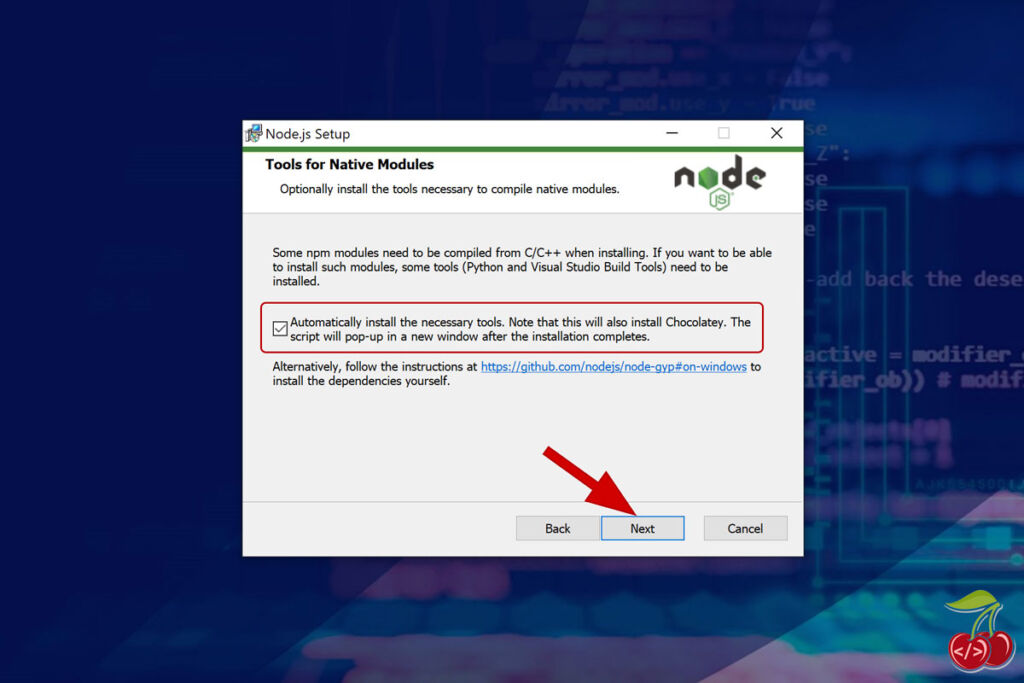 nodejs در ویندوز - موارد مورد نیاز نصب