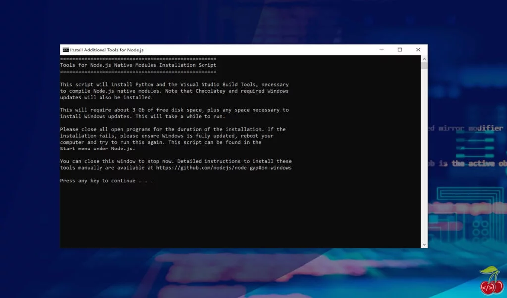 nodejs در ویندوز - تایید اسکریپت امکانات